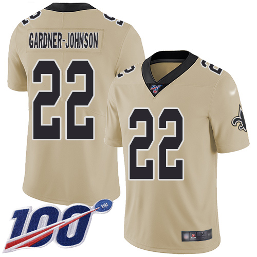 Men New Orleans Saints Limited Gold Chauncey Gardner Johnson Jersey NFL Football #22 100th Season Inverted Legend Jersey->new orleans saints->NFL Jersey